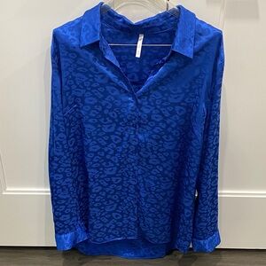 DNA Couture Vibrant Blue Animal Print Button Down Shirt